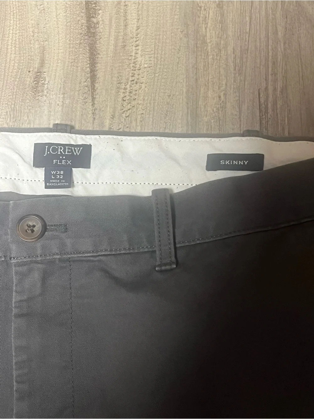J.Crew Men's 38x32 250 Skinny Stretch Chino Pants Charcoal Grey Flex